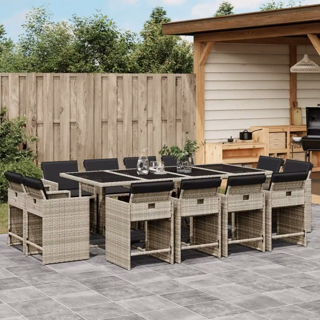 Maison Exclusive - Set da Pranzo da Giardino 13pz con Cuscini Grigio in Polyrattan