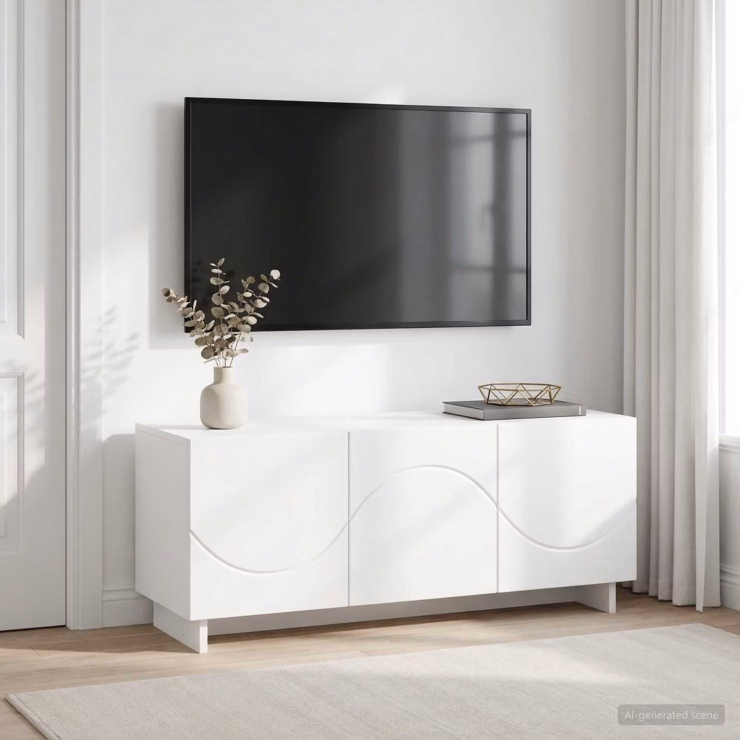 vidaXL Supporto TV moderno in legno MDF bianco L 90 cm x P 34.5 cm x H 40 cm