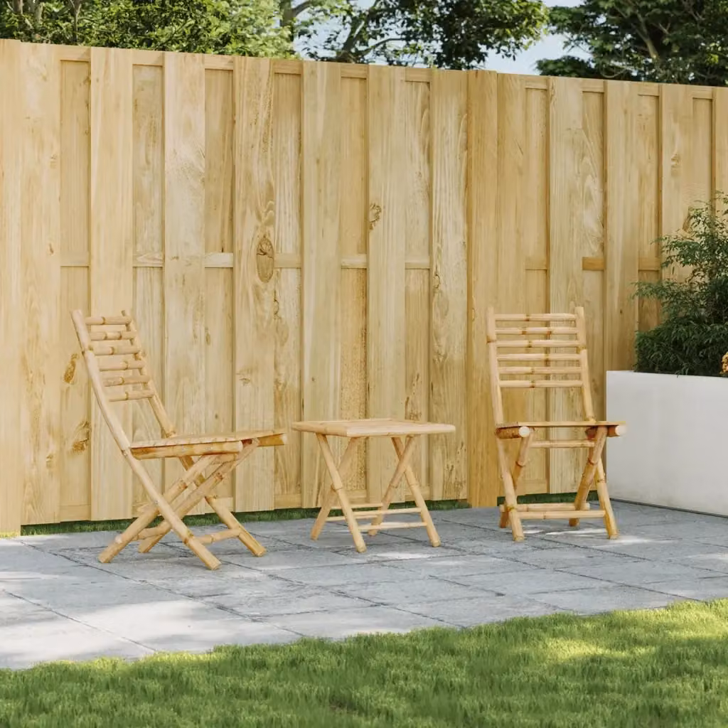 Set di 2 sedie da giardino pieghevoli e impilabili in bambù, colore marrone e beige, L/P/H: 43 x 45,5 x 88 cm – 2