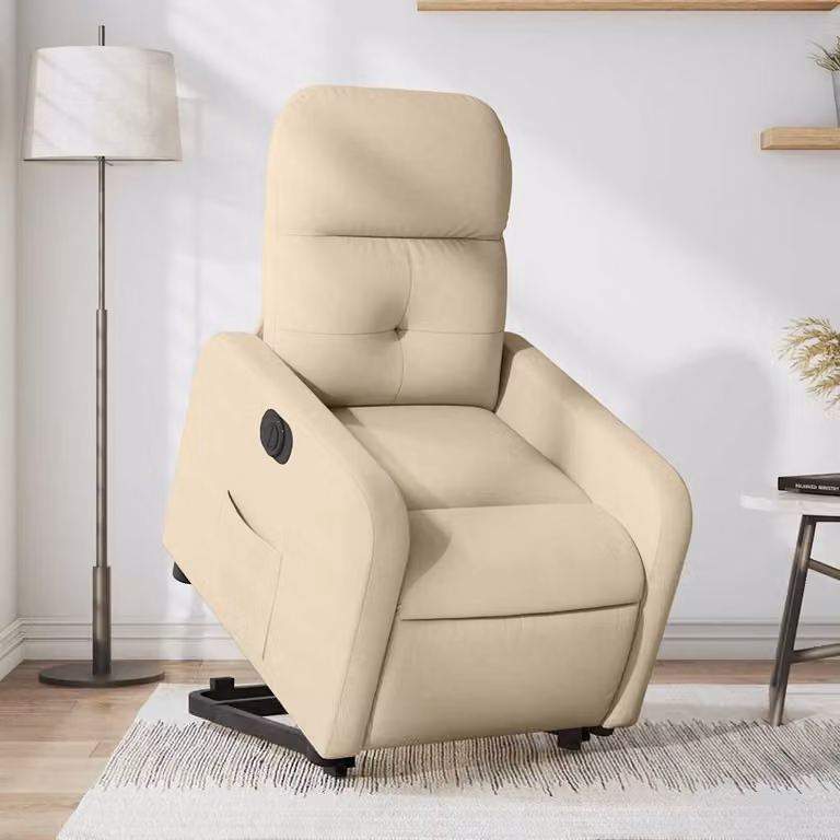 vidaXL Poltrona Alzapersona Reclinabile Elettrica Beige in Tessuto