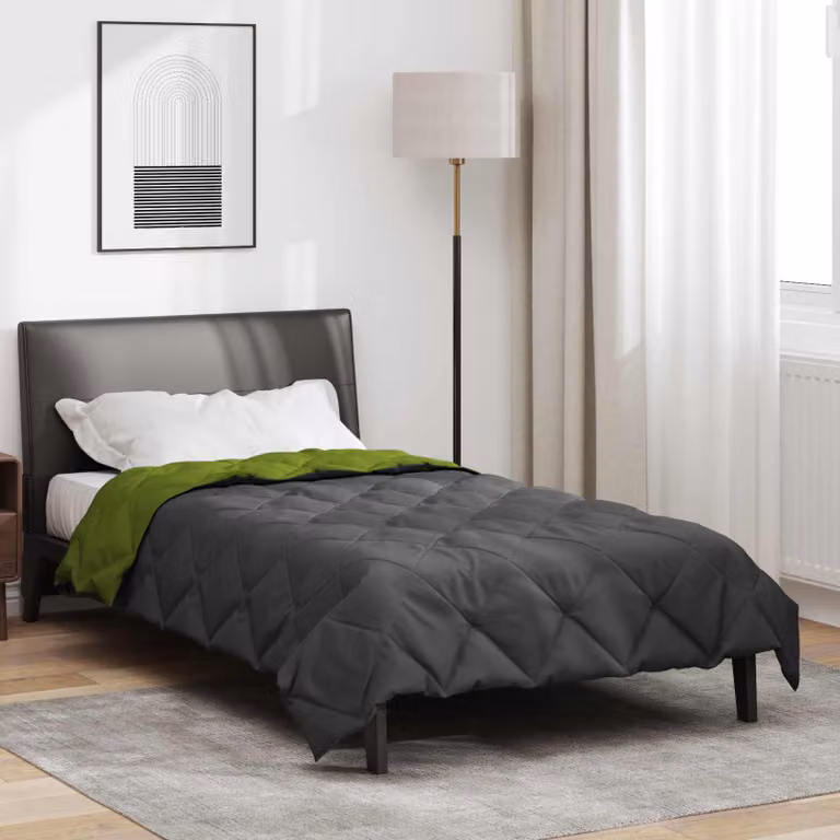 vidaXL Piumone Estivo in Microfibra Traspirante Verde e Antracite L: 220 cm, P: 135 cm