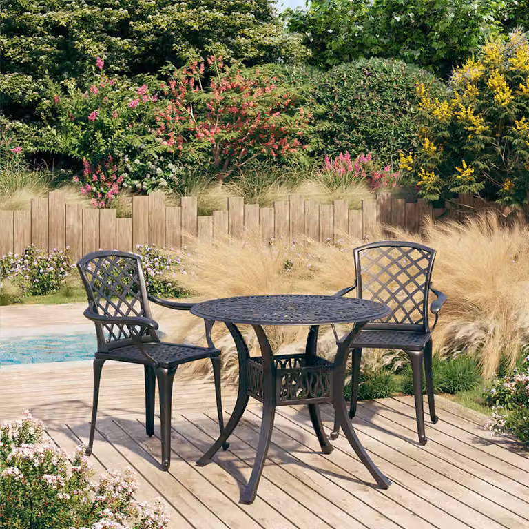 Set da Bistrot vidaXL in Alluminio Pressofuso Nero per Giardino