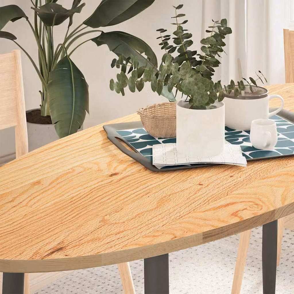 Piano per tavolo ovale in rovere massello vidaXL, marrone, L 140 cm x P 60 cm x H 2 cm