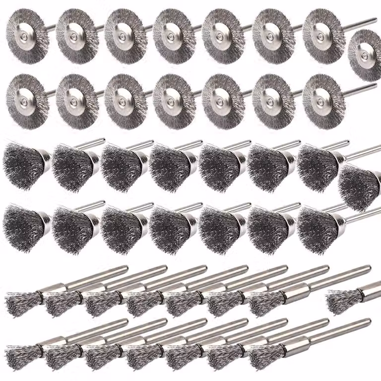 Set di 45 spazzole in acciaio per utensili rotanti