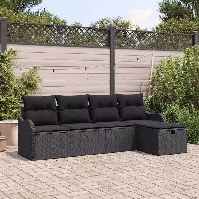 Set Divano da Giardino 5 pz Poly Rattan 3360294