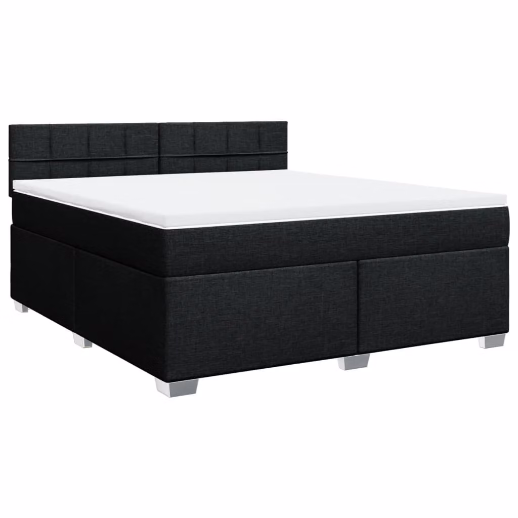 Giroletto a Molle con Materasso Nero 180x200 cm in Tessuto