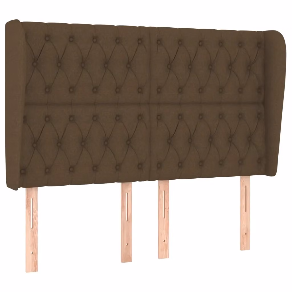 Testiera ad orecchio vidaXL in tessuto marrone con struttura in legno, L: 147 cm, P: 23 cm, H: 118/128 cm – 3