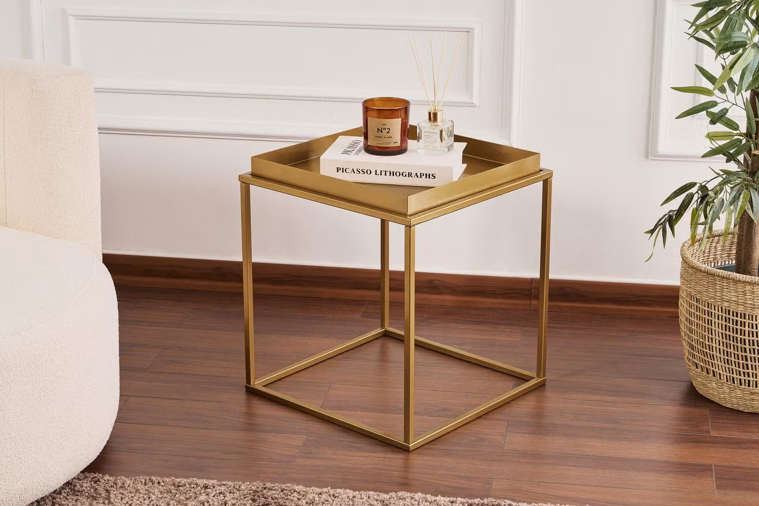Skye Decor, Shb-018-A, tavolino da salotto, oro, 100% METALLO, 45 x 45 x 52 cm