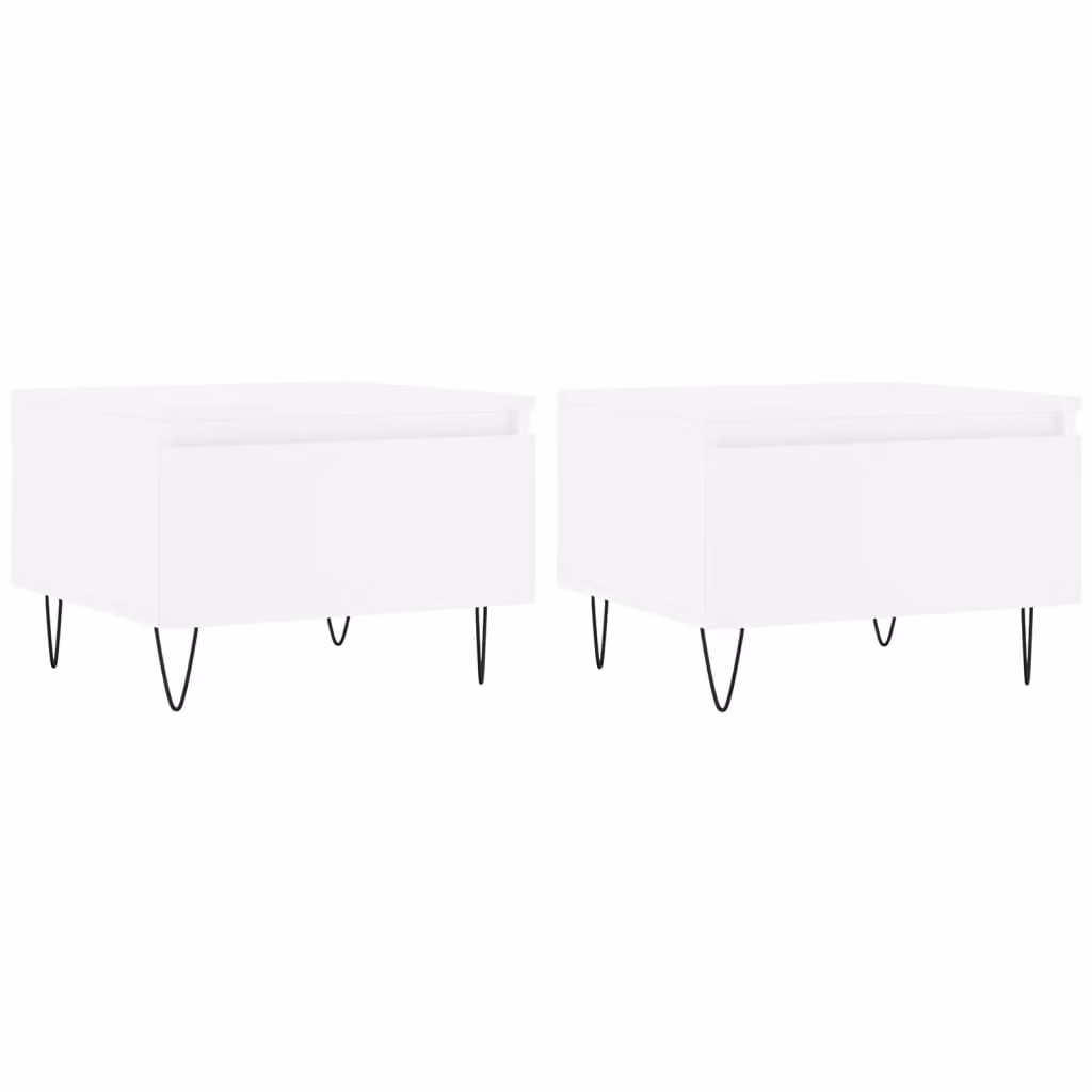 Tavolini da Salotto 2pz Bianchi 50x46x35cm in Legno Multistrato