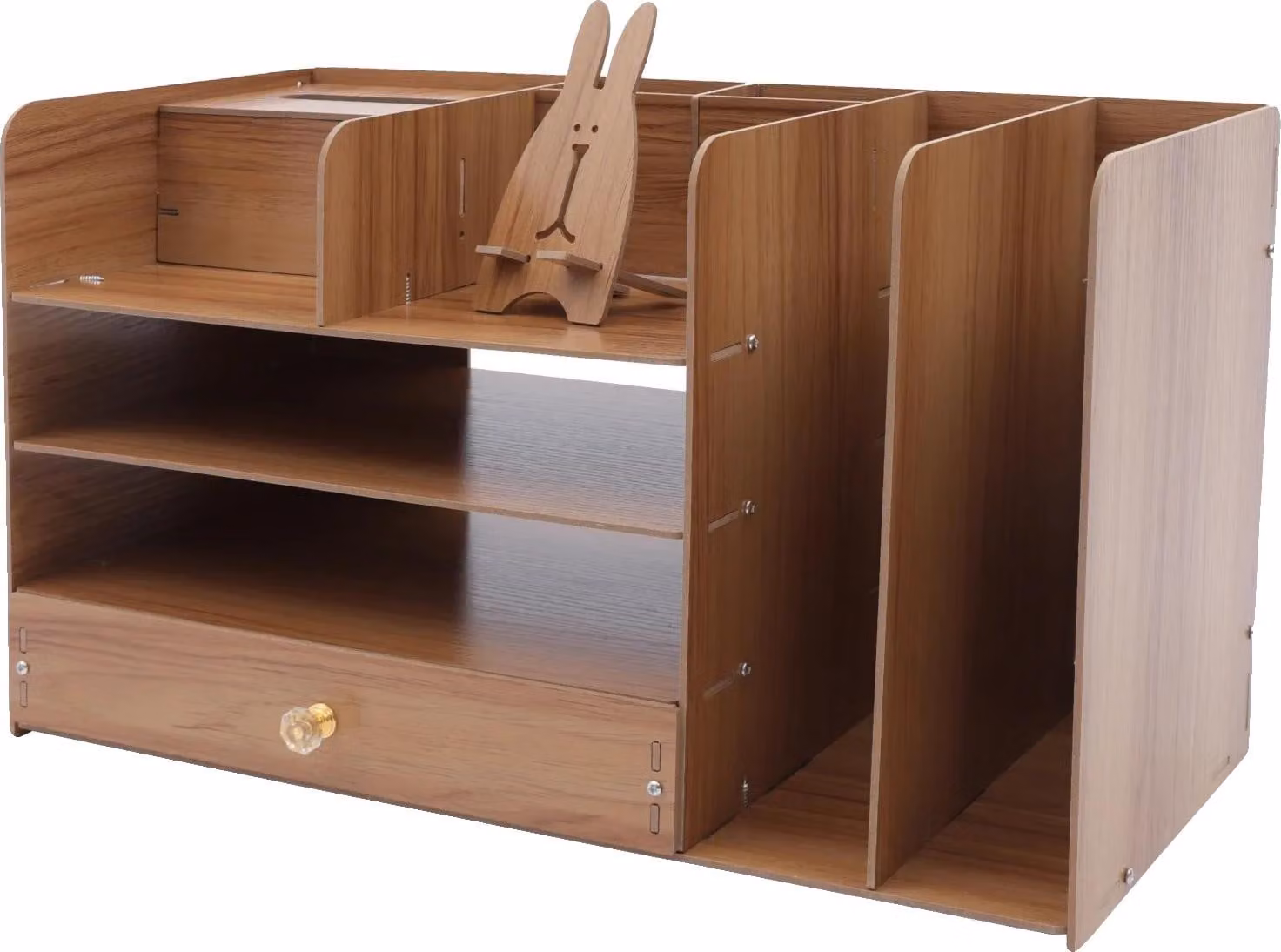 Organizzatore da scrivania, 4 scomparti, struttura robusta, legno di ciliegio, legno di ciliegio