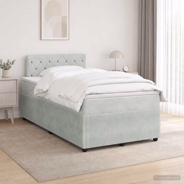 Maison Exclusive - Letto boxspring con materasso grigio chiaro 120 x 190 cm velluto