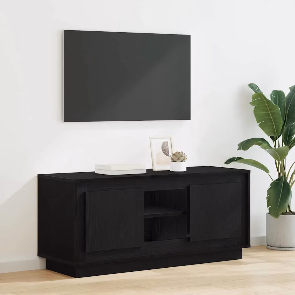 Mobile TV vidaXL in legno ingegnerizzato rovere e nero, stile rustico, L 102 x P 35 x H 45 cm