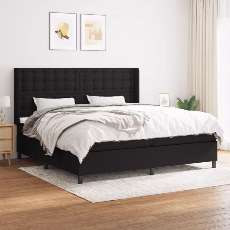 Maison Exclusive - Giroletto a Molle con Materasso Nero 200x200 cm in Tessuto