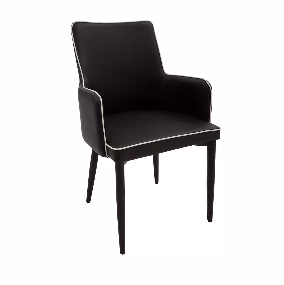 Set di 4 poltrone moderne Mobili 2G in tessuto nero con bordo bianco L: 55 cm, P: 54 cm, H: 89 cm, HS: 49 cm – 1