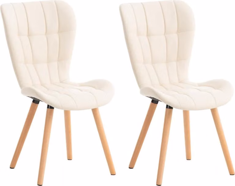 set di 2 sedie da pranzo, sedie da pranzo, imbottitura confortevole, look moderno, colore: crema | materiale: Pelle finta