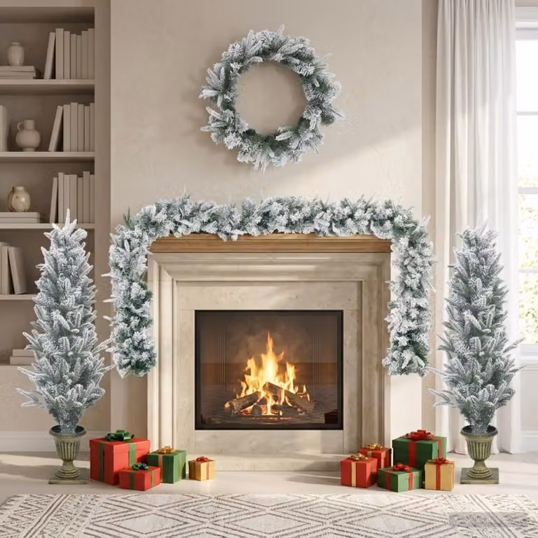 Albero di Natale mini, 120 cm, in PVC e PE, verde e bianco