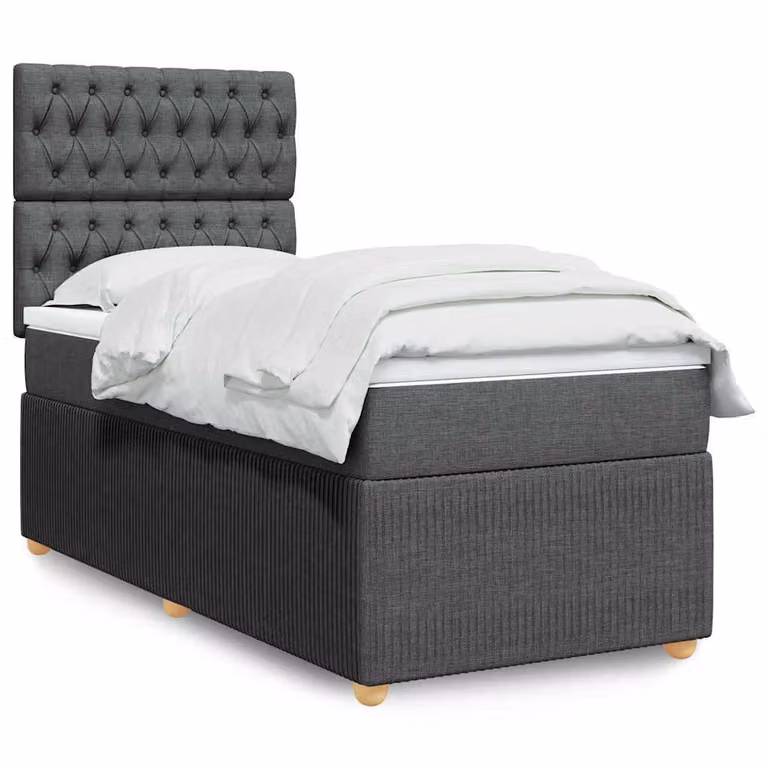 vidaXL Letto Ibrido con Materasso e Giroletto a Molle in Tessuto Grigio e Bianco L/P/H: 80 x 200 cm