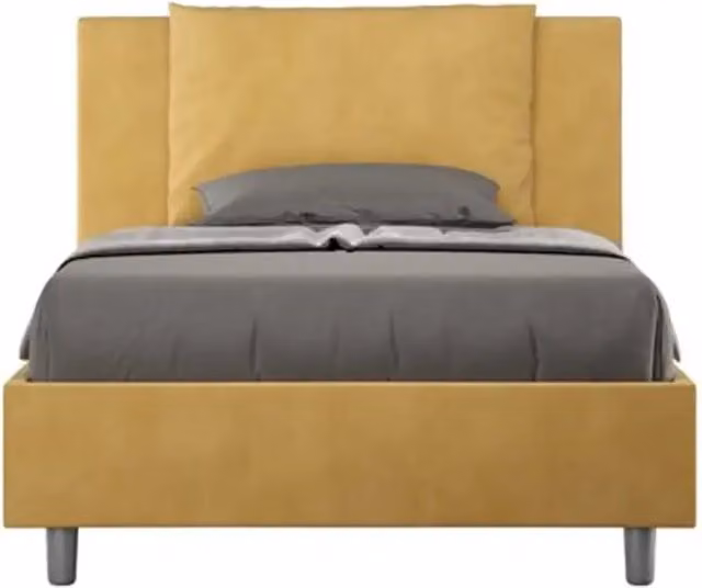 Letto una piazza e mezza con rete imbottito 120x200 microfibra ocra Antea