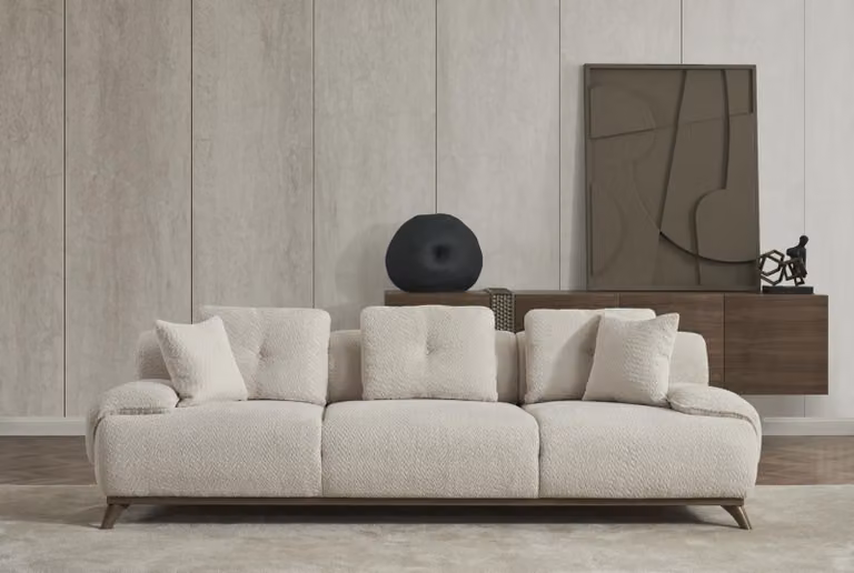 Luxuriöse Wohnzimmer Polstergarnitur Designer Dreisitzer Anrichte 2tlg