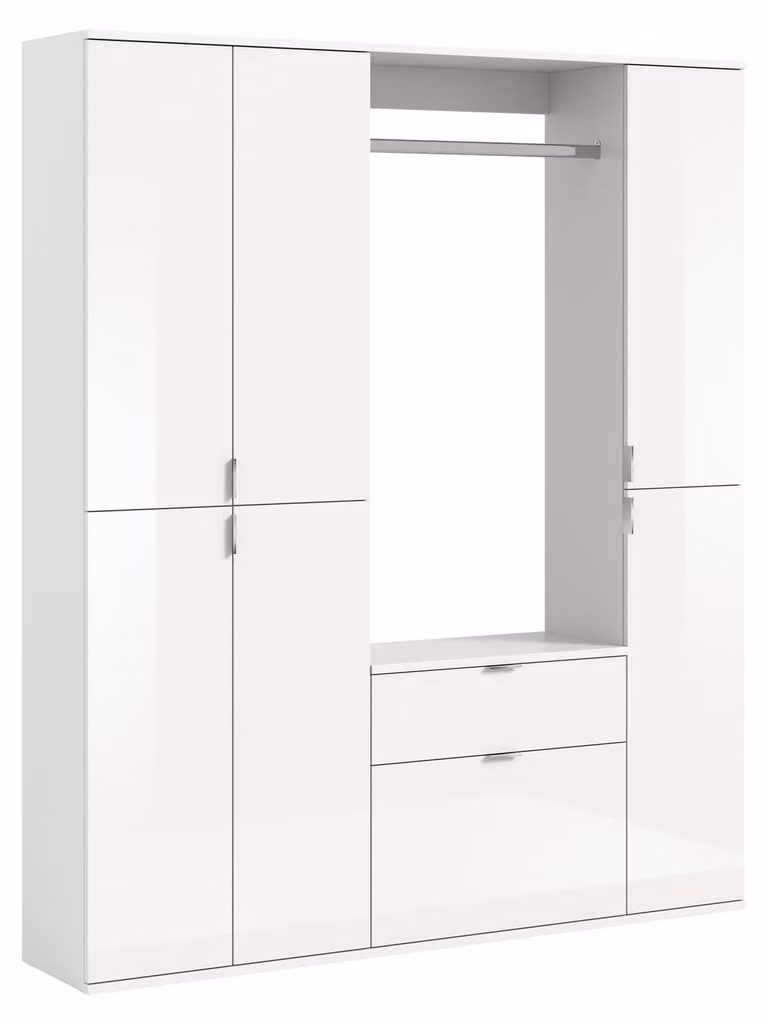 Set di mobili componibili, 4 pezzi, 152x34x193 cm, bianco lucido, armadio