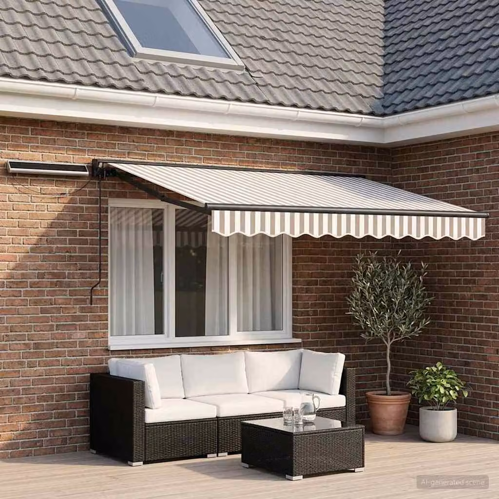 Tettuccio elettrico retrattile vidaXL in alluminio e poliestere, Grigio, Antracite e Bianco, L: 3 m x P: 2,5 m