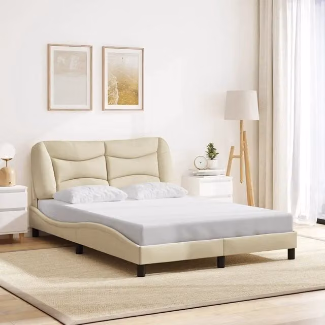 Giroletto senza Materasso-Struttura Letto Hvar Crema 140x190 cm in Tessuto