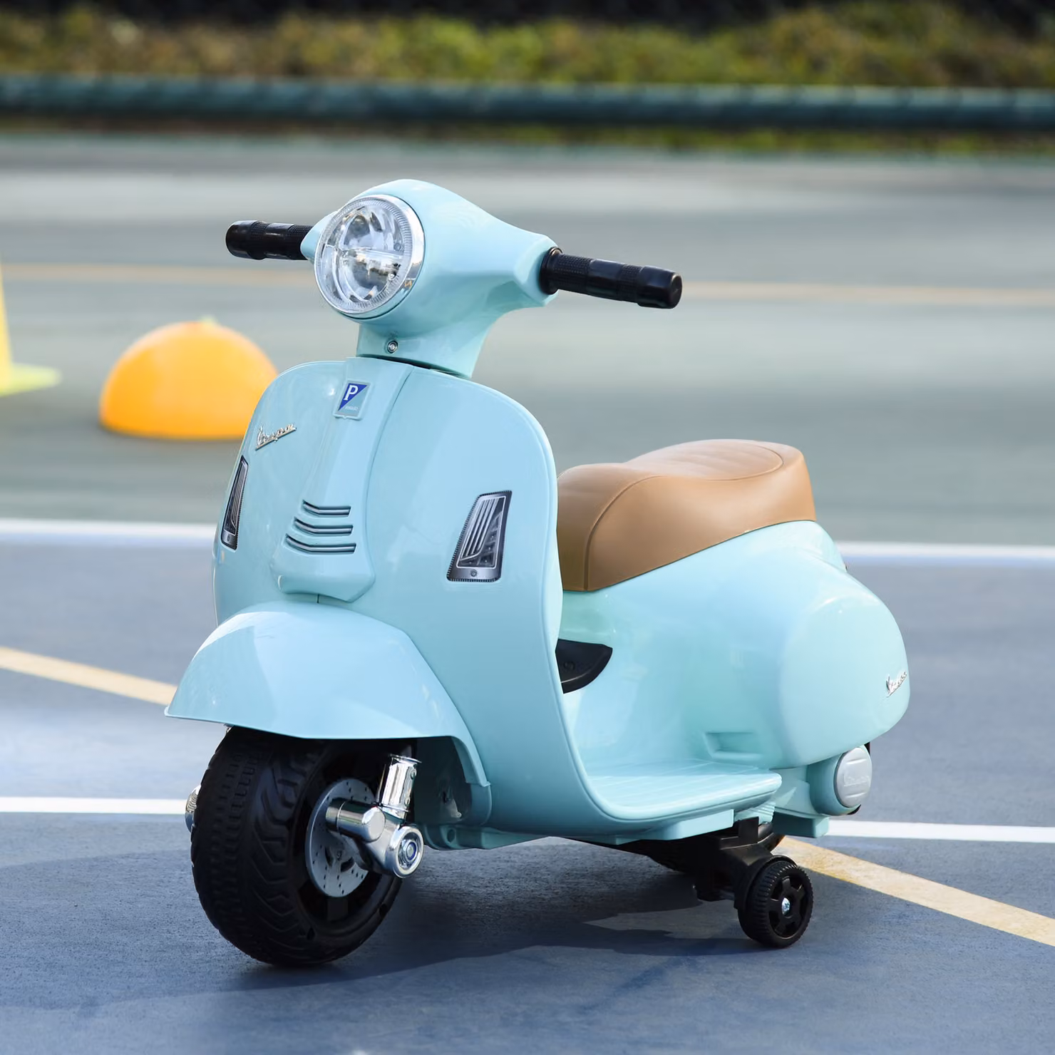 Moto Elettrica Vespa HOMCOM per Bambini con Licenza Ufficiale, Batteria 6V, Fari e Clacson, Verde, L 66.5 cm x P 38 cm x H 52 cm – 2