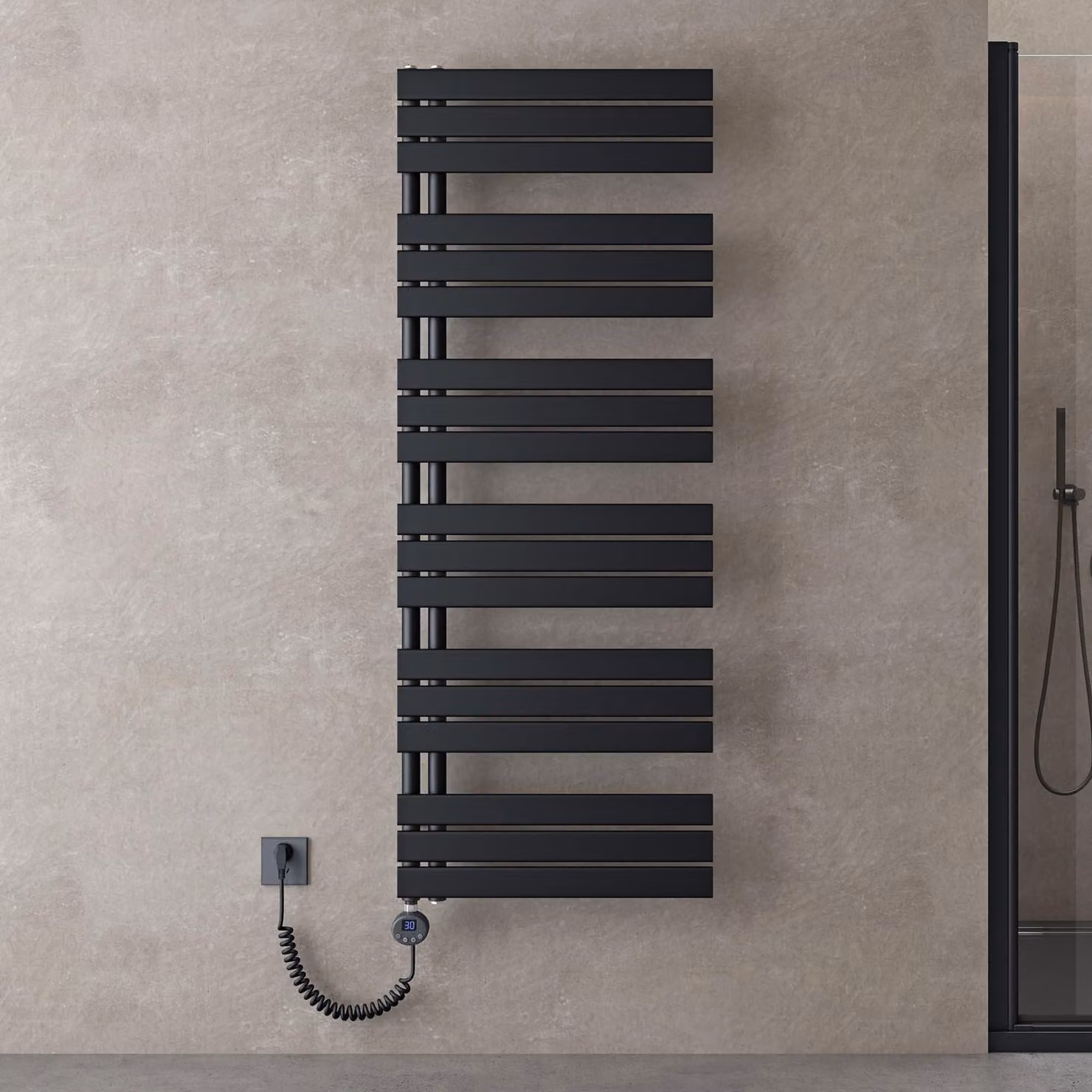 doporro Scaldasalviette Elettrico Bagno con Termostato Digitale e Funzione Timer 159x60cm 1000W Antracite, Termoarredo Elettrico Temperatura Regolabile, Radiatore da Parete Verticale - FN
