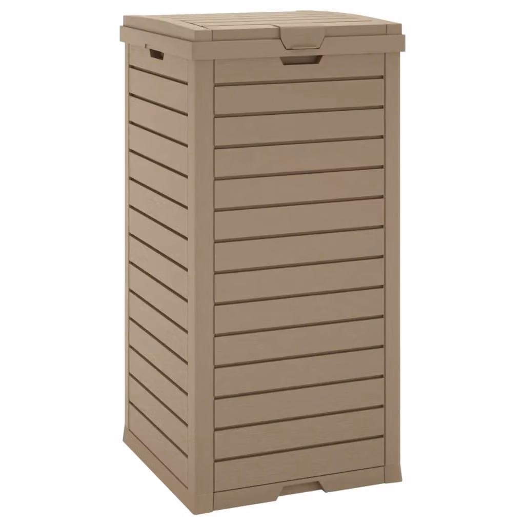 Cestino da esterno Outsunny marrone chiaro con coperchio a ribalta in plastica L/P/H: 41 x 41 x 86 cm – 2