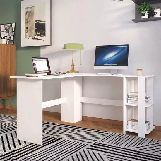 Scrivania angolare a forma di L 136 x 130 cm - Grande scrivania per computer con spazio di archiviazione