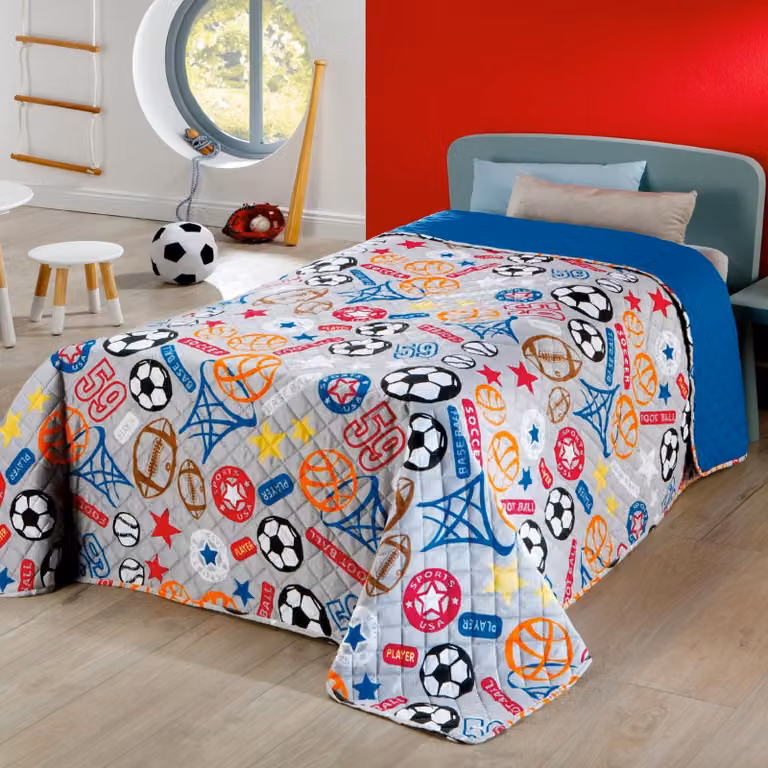 Copripiumino singolo a tema sportivo, 170x210 cm