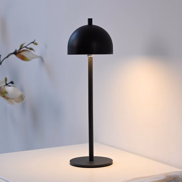 Schöner Wohnen Lampada LED da tavolo ricaricabile Bellies, nera, IP54 dimmerabile, Nero, Soggiorno / Sala da pranzo, Metallo, Scandinavo