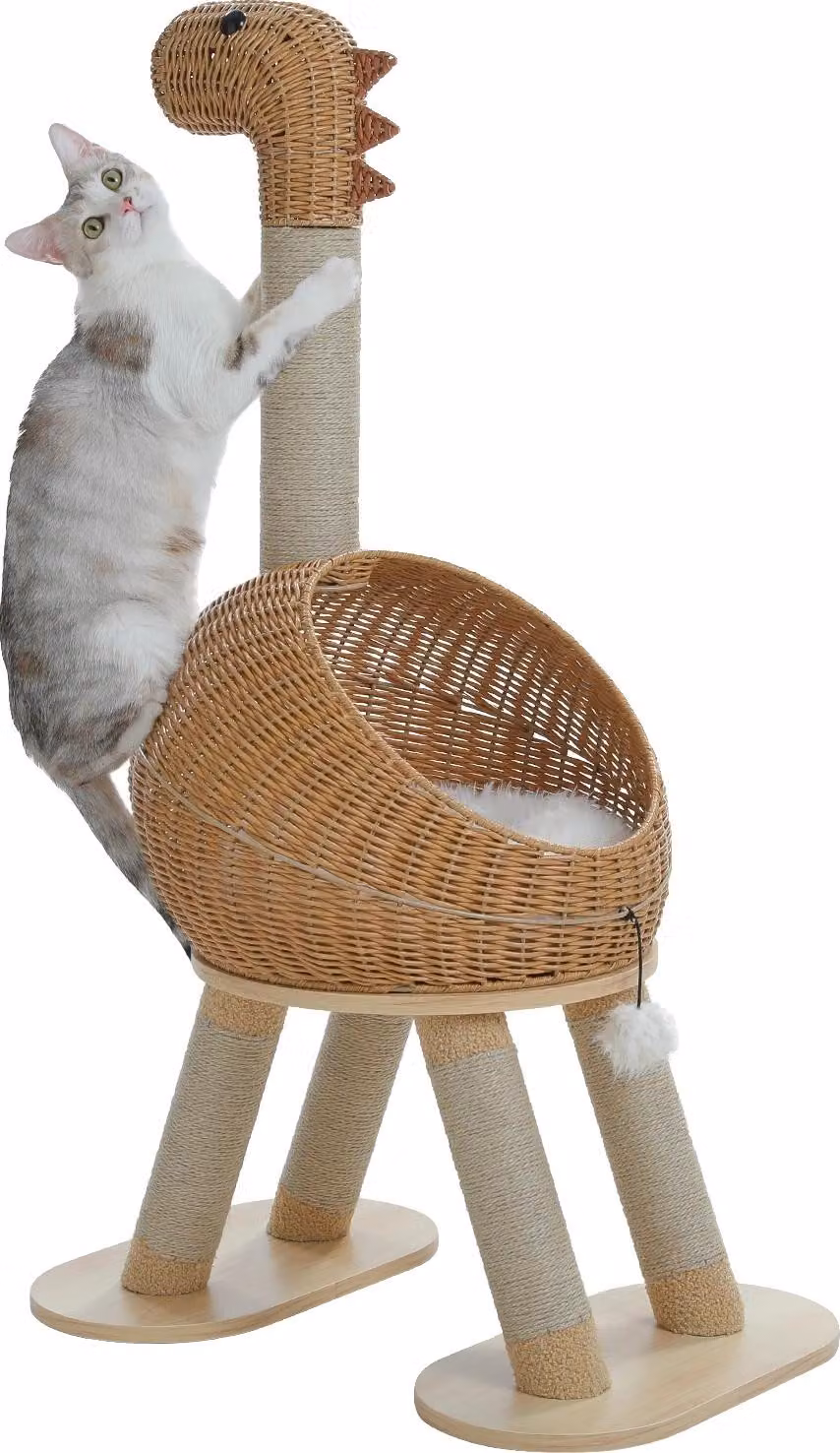 Torre per gatti, design dinosauro, spazioso condo per interni, AMT0315BN, L
