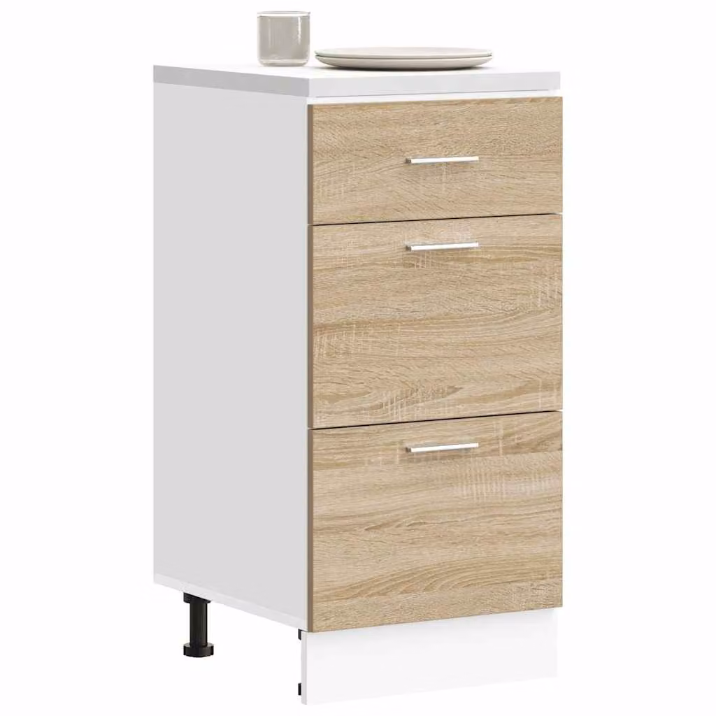 Armadio inferiore da cucina Lyon vidaXL moderno in MDF, marrone e bianco, L 40 cm x P 46 cm x H 81,5 cm
