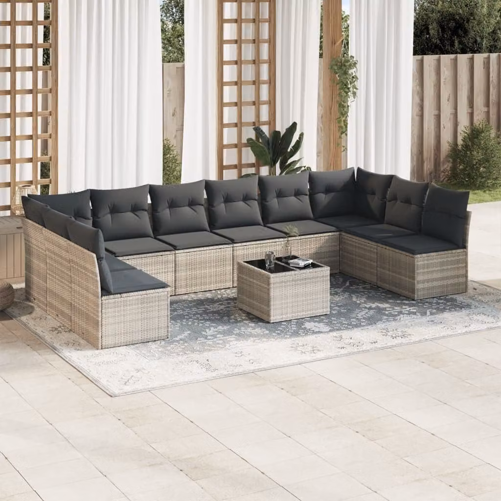 Maison Exclusive - Set da giardino 11 pezzi con cuscini Grigio chiaro Polyrattan