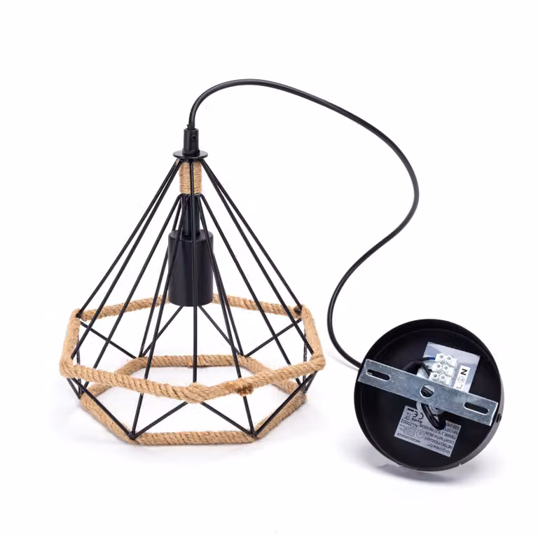 Lampada a sospensione LED, stile retrò, colore nero - attacco E27 - altezza 110 cm - lampadine LED non incluse