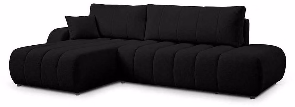 Divano angolare con funzione letto, modello Baloa, lato sinistro, colore Onyx