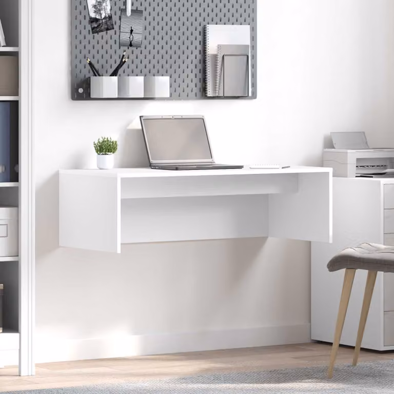 Scrivania a parete sospesa vidaXL in legno MDF bianco, L 100 x P 45 x H 30 cm