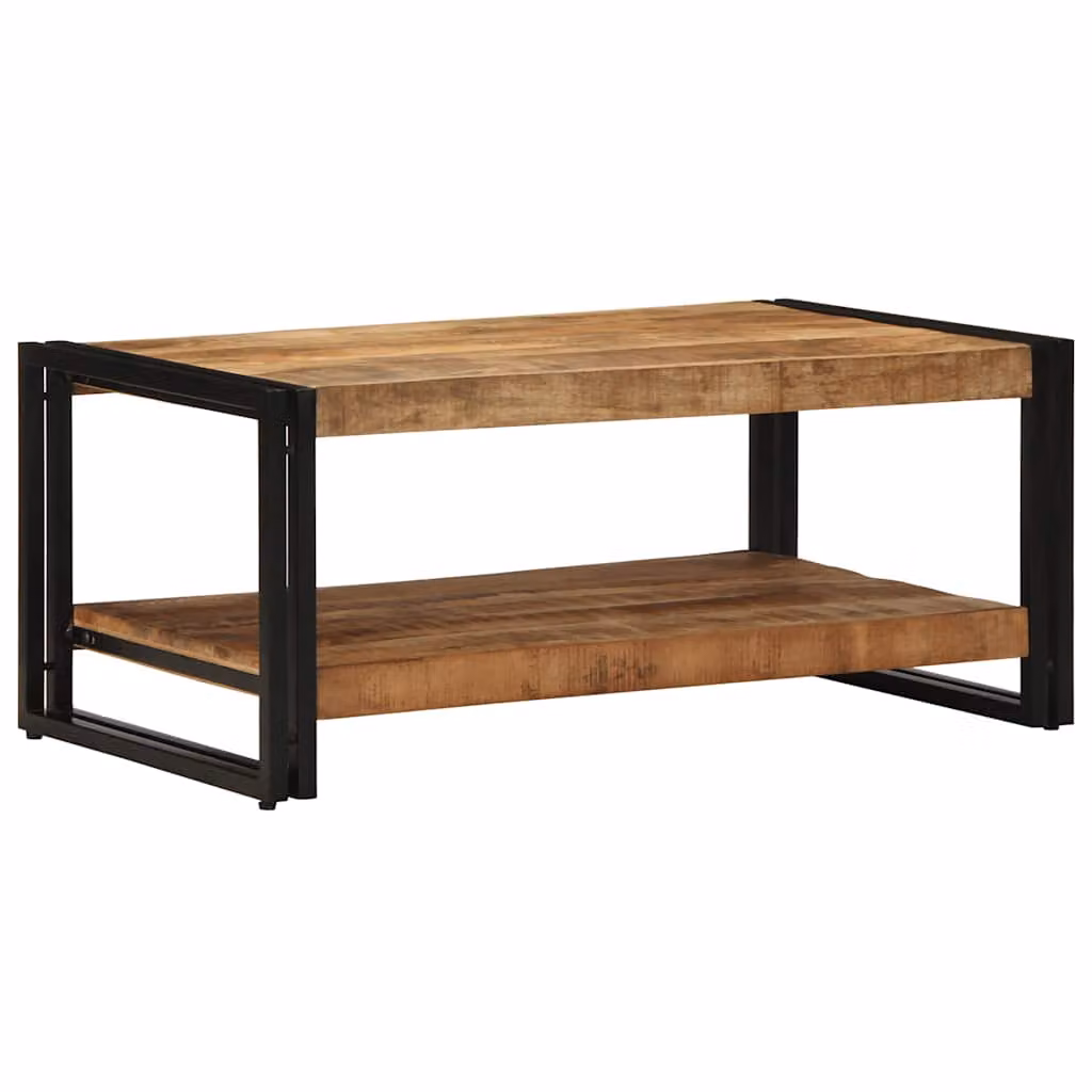 vidaXL Tavolino da Salotto Rettangolare in Legno di Mango Grezzo Marrone L: 90 cm, P: 50 cm, H: 38 cm