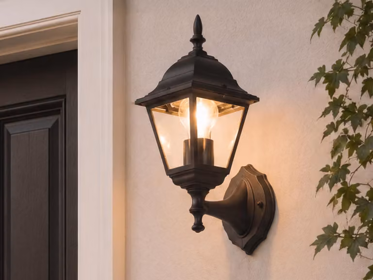 Lampada da esterno a LED, lanterna da parete verticale per l'illuminazione di facciate e muri di case, altezza 34 cm