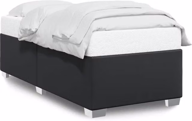 Letto singolo per adulti in similpelle nera con struttura imbottita L/P: 100 x 200 cm