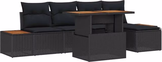 Set Divano da Giardino 6 pz Nero e Marrone 3350060