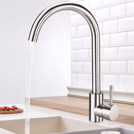 Rubinetto da cucina a 360°, in acciaio inossidabile, con regolazione dell'acqua calda e fredda, a forma di C in acciaio inossidabile 304
