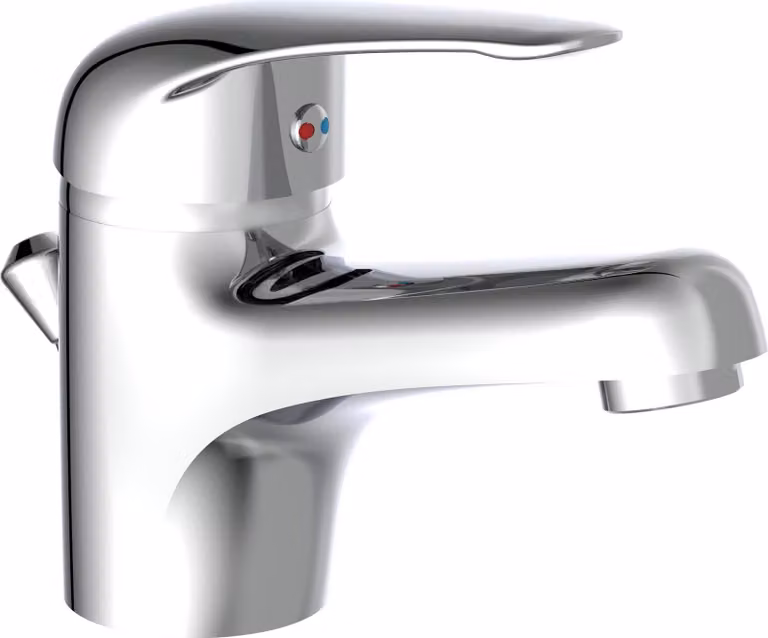 Rubinetto a bassa pressione SCHÜTTE MAGNA, miscelatore per lavabo con tirante, rubinetto per bagno cromato