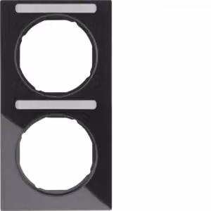 Berker 10122225 Cornice con campo di scrittura, nera lucida, Berker R.3