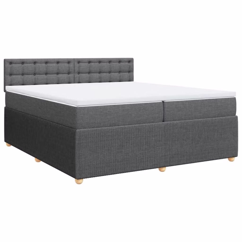 Giroletto a Molle con Materasso Grigio Scuro 200x200 cm Tessuto