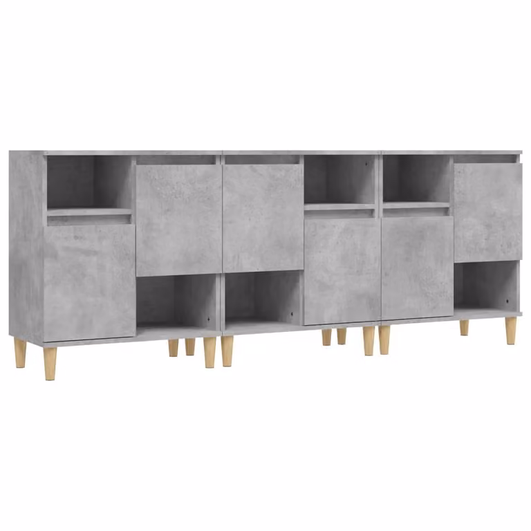 Credenze 3pz Grigio Cemento 60x35x70 cm in Legno Multistrato
