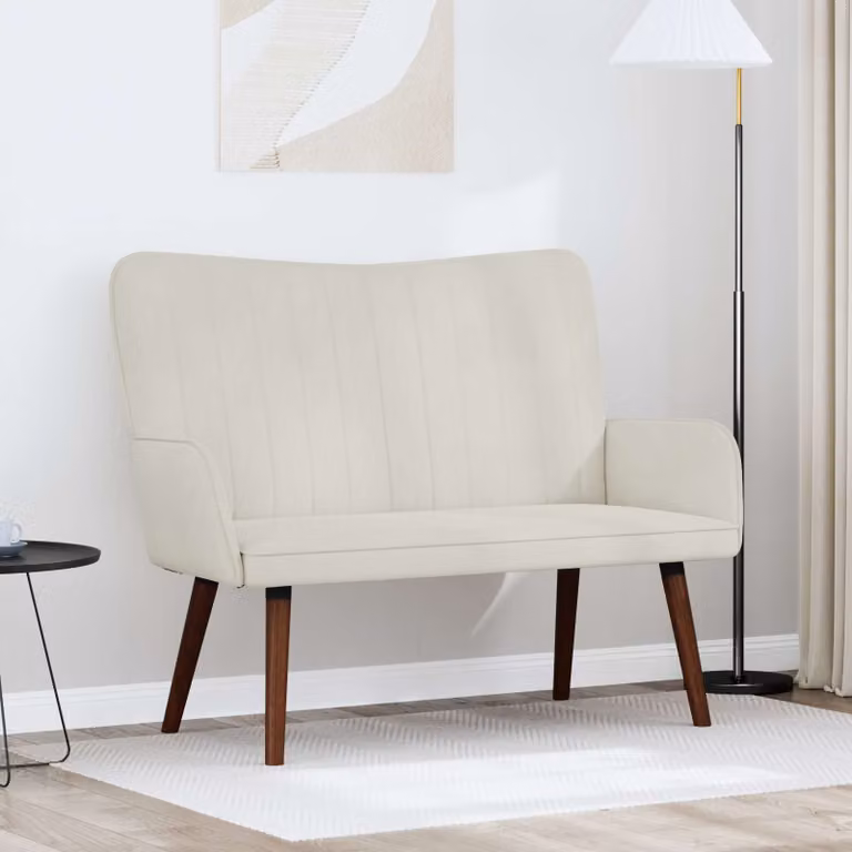 vidaXL Divano a 2 Posti in Velluto Beige, Design Moderno e Lineare, L 115 x P 61 x H 87 cm