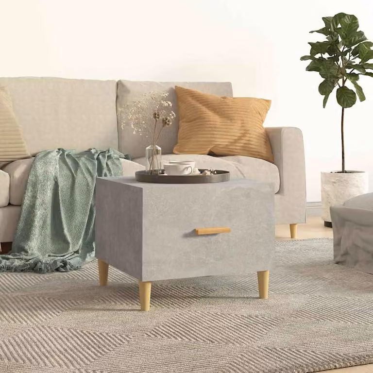 vidaXL Tavolino da salotto quadrato in legno e composito, Grigio, L 50 x P 50 x H 40 cm