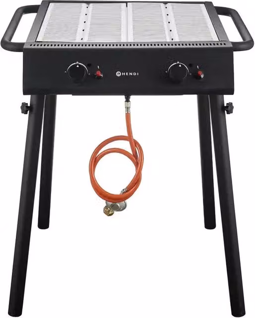 Griglia a gas Xantos Black HENDI, Nero, 9,5kW in acciaio inox
